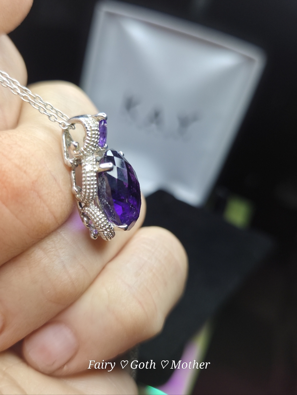 Kay Jewelers Gorgeous! Genuine Checkerboard  Cushion Cut Amethyst Necklace - Picture 8 of 15